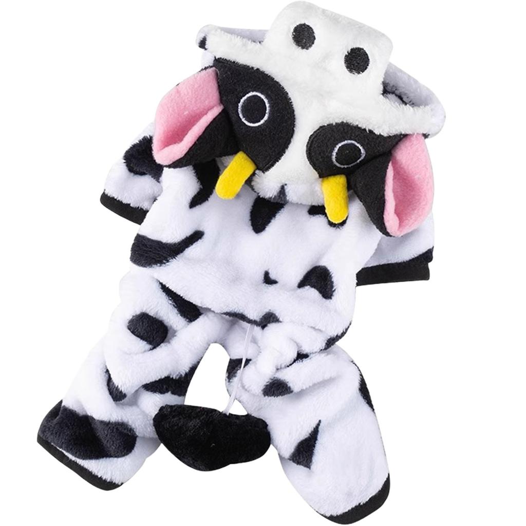 Søtt ku kjæledyrkostyme, Varmt ull hundekostyme i plussstørrelse for Halloween, Jul for hunder og valper, Motebevisste designerkostymer