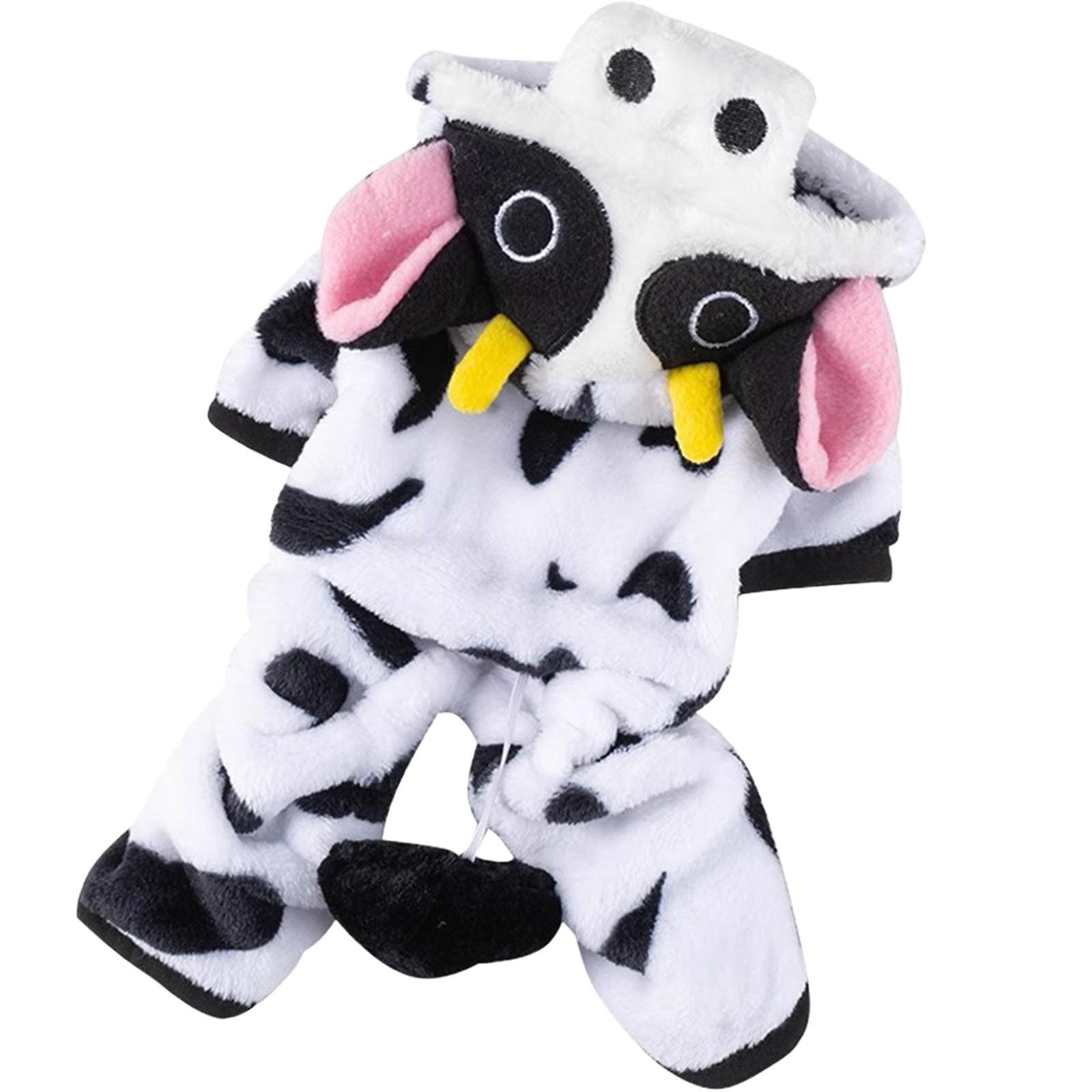 

Милый костюм питомца коровы, теплый шерстяной костюм для собаки большого размера для Хэллоуина, Рождества, для собак и щенков, модные дизайнерские костюмы XS