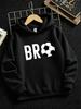 Boys' Pullover Hooded Sweatshirt, Large Size, BRO Bold Uppercase Letters Creative Design with Classic Black and White Soccer Ball Graphic Replacing th
