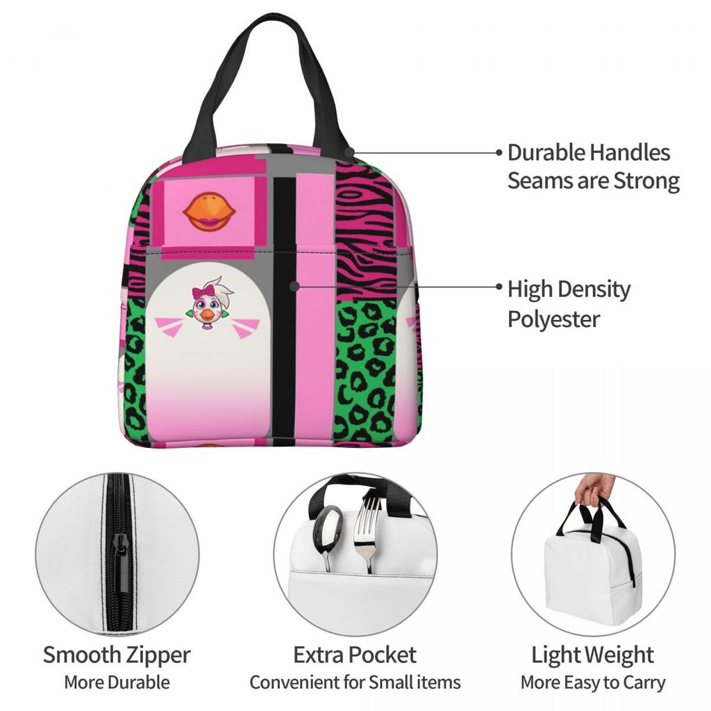 Glamrock Chica Fazbear Entertainment Insulated Lunch Bag for Women Office Cooler Thermal Food Box Tote  Lunch Boxes Container