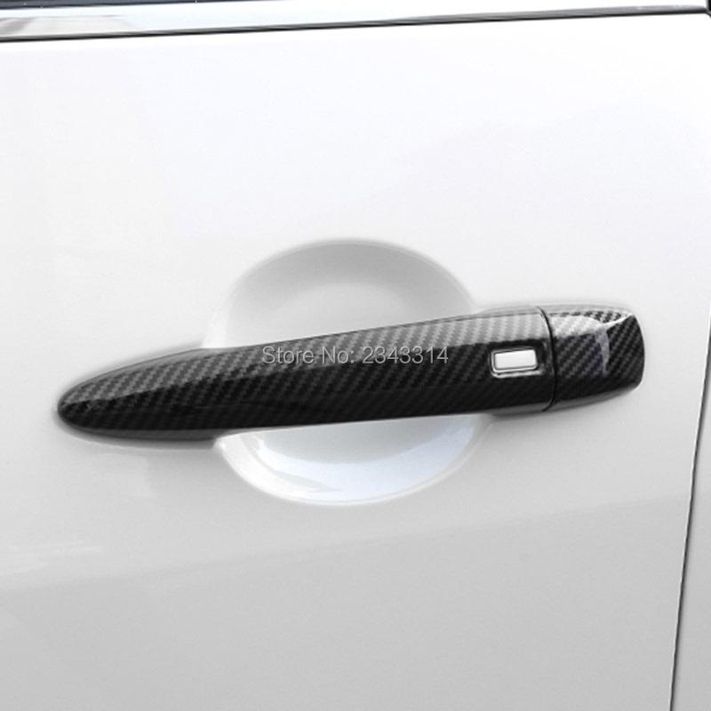 For Nissan JUKE F16   Luxurious Chrome Carbon Fiber Door Handle Covers protector Stickers Car Decal Styling Accessories
