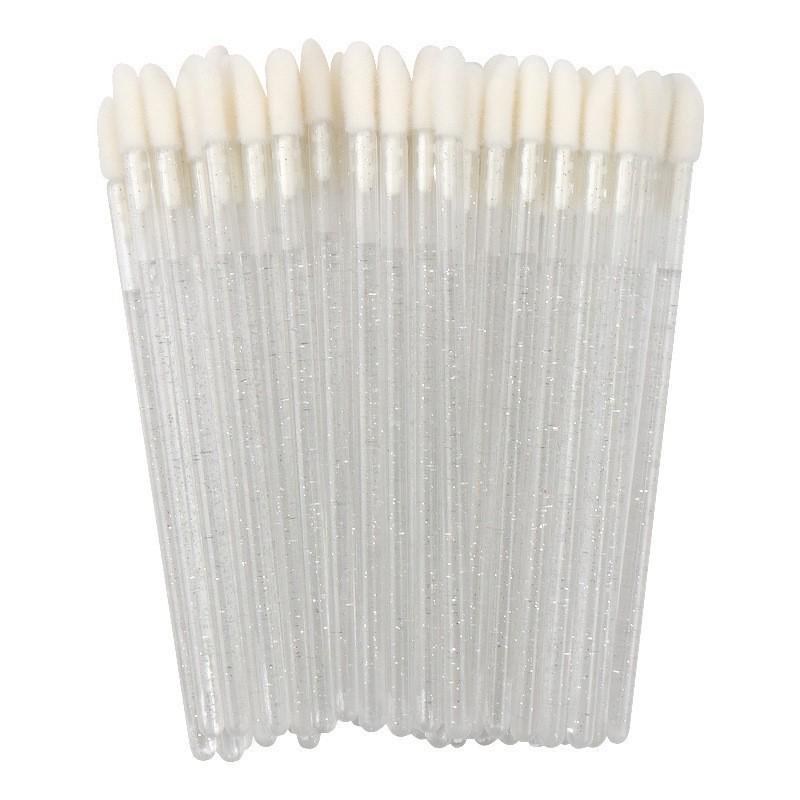 50-Pack Disposable Lip Brushes - Portable Solid Lipstick, Lip Gloss, and Makeup Cleaning Swabs