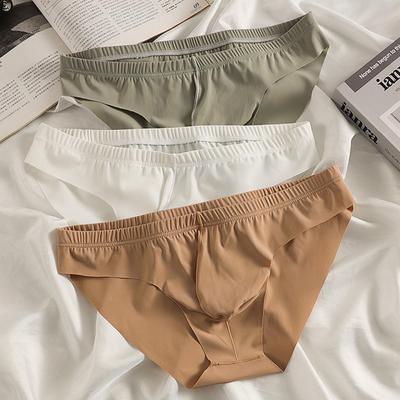 Men's Cool Touch Breathable Ice Silk Briefs - Solid Color Plus Size