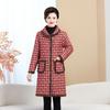 Women's Mid-Length Plaid Cotton Jacket - Maternity & Plus Velvet for Autumn/Winter Warmth, Over-the-Knee Style for Middle-Aged & Elderly
