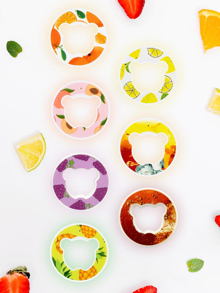 1 szt. kapsułek smakowych do butelki na wodę w kształcie misia, pierścienie zapachowe o aromacie owocowym do butelki na wodę, kapsułki smakowe, kapsułki zapachowe do sportów na świeżym powietrzu