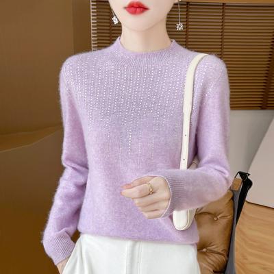 Women's Cashmere Sweater Qinghe Cashmere 30% Cashmere 70% Wool Autumn and Winter Pullover Warm and Fashionable