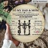 2D Flat, 1pc Round Aluminum Metal Sign, To My Dad & Mom from Daughter, Family Appreciation Quote with Parents & Child Silhouette, Heartwarming