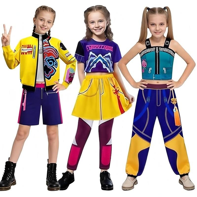 Halloween Children's Costume Witch Girl Group Korean Wave Superstar Lumio Zimila Movie Clothes Short Sleeve Printed