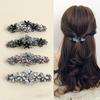 Vintage Rhinestone Flower Spring Clip Stylish Back Head Ponytail Hairpin Elegant Headwear One Word Clip Hair Accessories