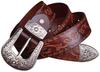 [Laquest] Laquest Leather Belt, Arabesque Pattern Embossed, Cowhide Leather, Men's Leather Belt (Brown)