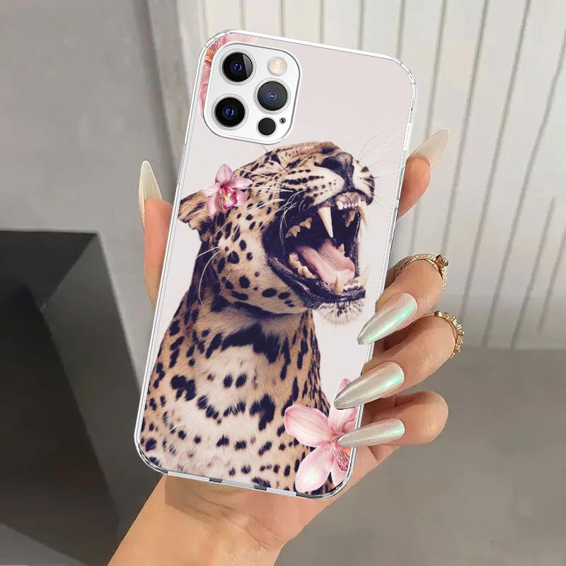 Rosa Leopardenmuster Handyhülle für iPhone 17 Air 16 15 Plus 14 13 Mini 12 11 Pro Max 16E 7 8 SE 2020 Weiche Funda Druckschale 17 Ai