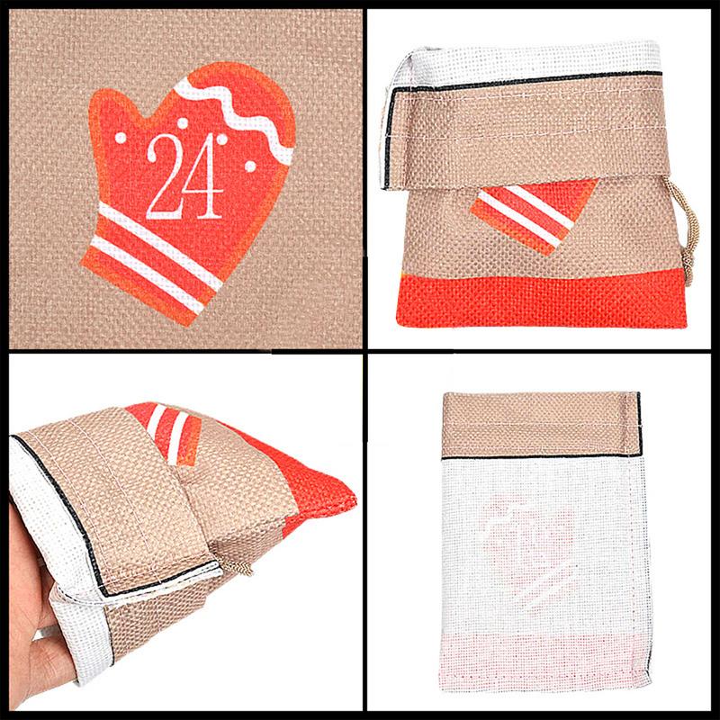 Advent Calendar Burlap Bag Set 24X Christmas Countdown Burlap Bags Reusable Christmas Celebration Ornaments Door Wall Seasonal