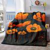 2026 New Arrivals 1pc Vintage Orange And Yellow Poppy Print Flannel Blanket - Soft, Warm, And Comfortable Throw for Sofa, Bed, Car, Office, Camping, A