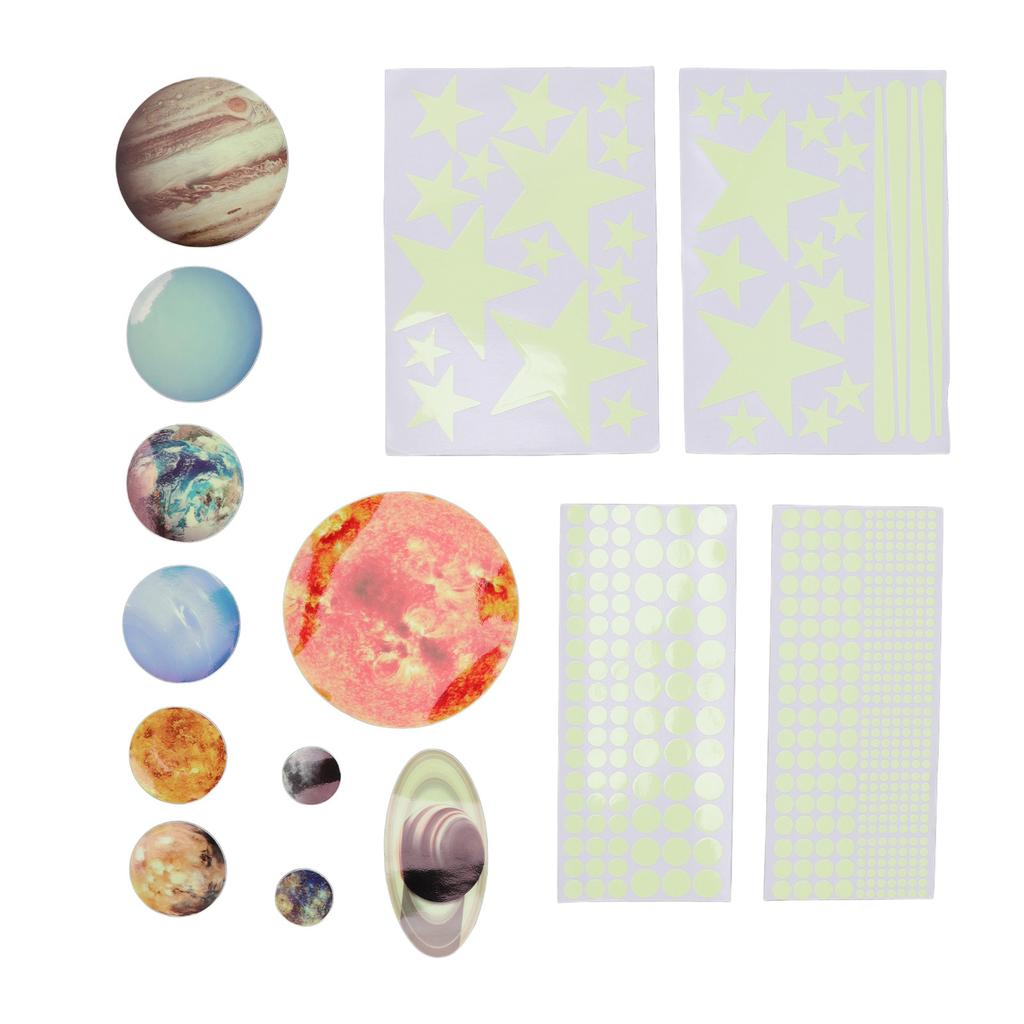 14pcs Glowing Planets Wall Stickers Glow in The Dark Star Solar System Decal for Children Bedroom Nursery Mini Solar