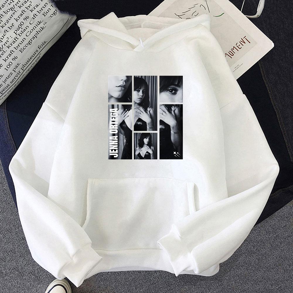 

Jenna Ortega 2025 New Hoodie Popular Beautiful Boys/girls Fleece Sweatshirt Harajuku Casual Pocket Unisex Sudaderas Pullovers S білий
