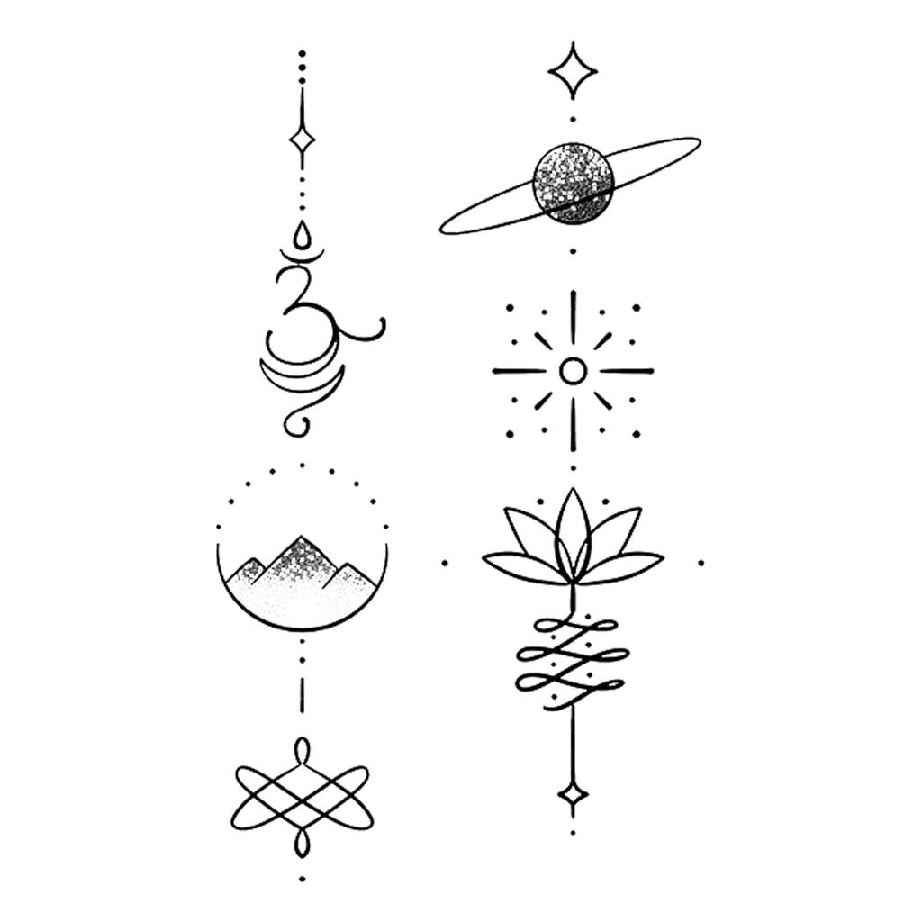Advanced Sense Thorns Sun Moon Lotus Totem Crown Butterfly Love Flower Arm Waist Tattoo Sticker