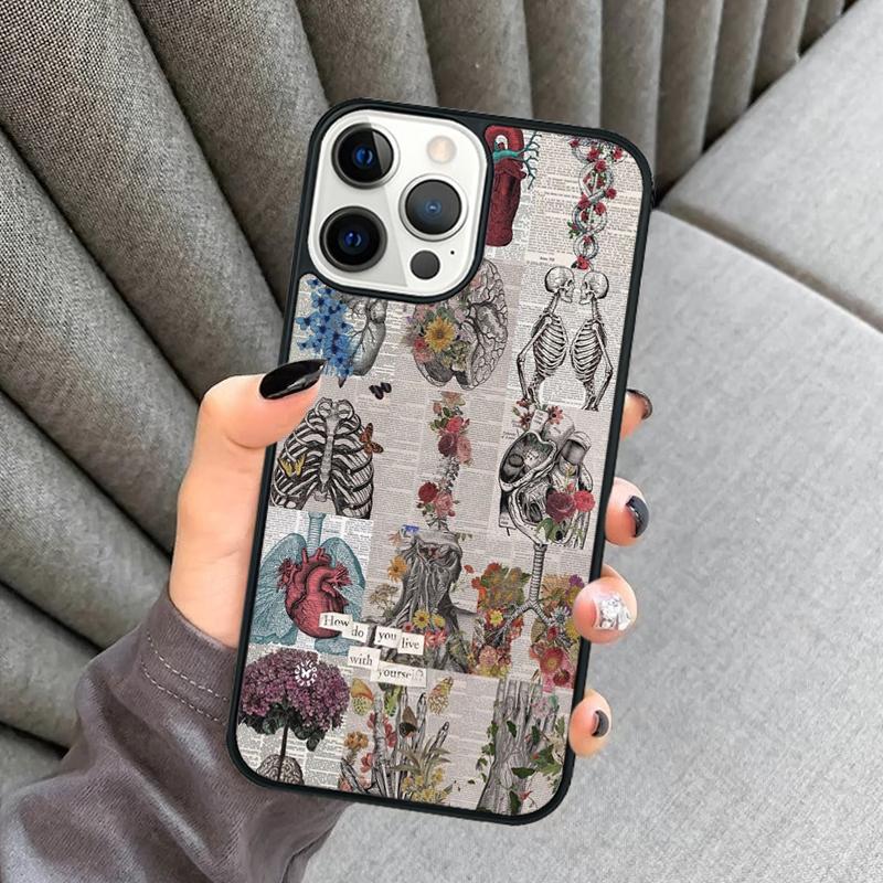 

ЧЕЛОВЕЧЕСКАЯ АНАТОМИЯ сердце цветок Чехол для телефона Для iPhone 17 Air 16 16e 15 13 14 Pro Max 11 12 Plus 2022 MAX Защитный чехол coque iPhone 16pro max