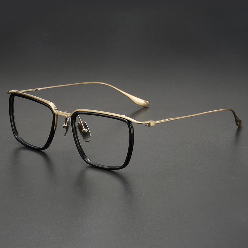 Retro Square Frame Pure Titanium Glasses for Science & Engineering - Large Frame, Myopia-Compatible