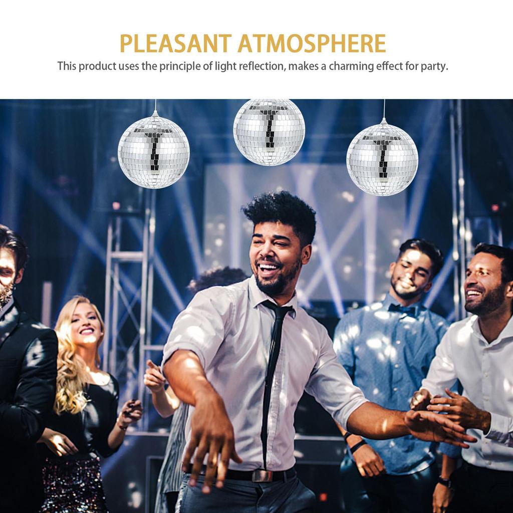 Lurrose Mirror Balls, 15cm, Set of 2, Hanging, Reflective, Disco Light, Christmas Decoration, Tree Ornament, Silver