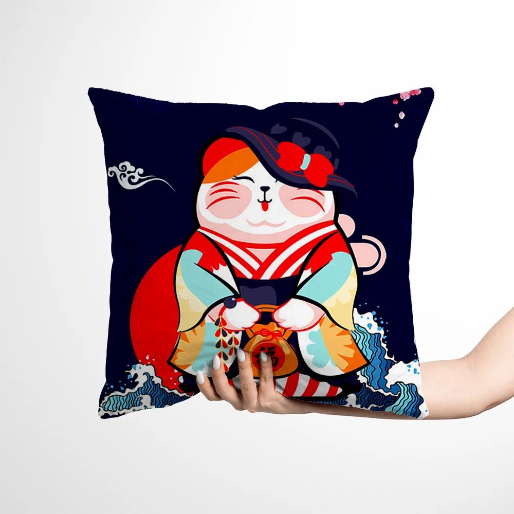 Decorative Cushions for Sofa Pillow Cover Fortune Cat Twin Size Bedding Cushion Cover Bedroom Decoration Living Room
