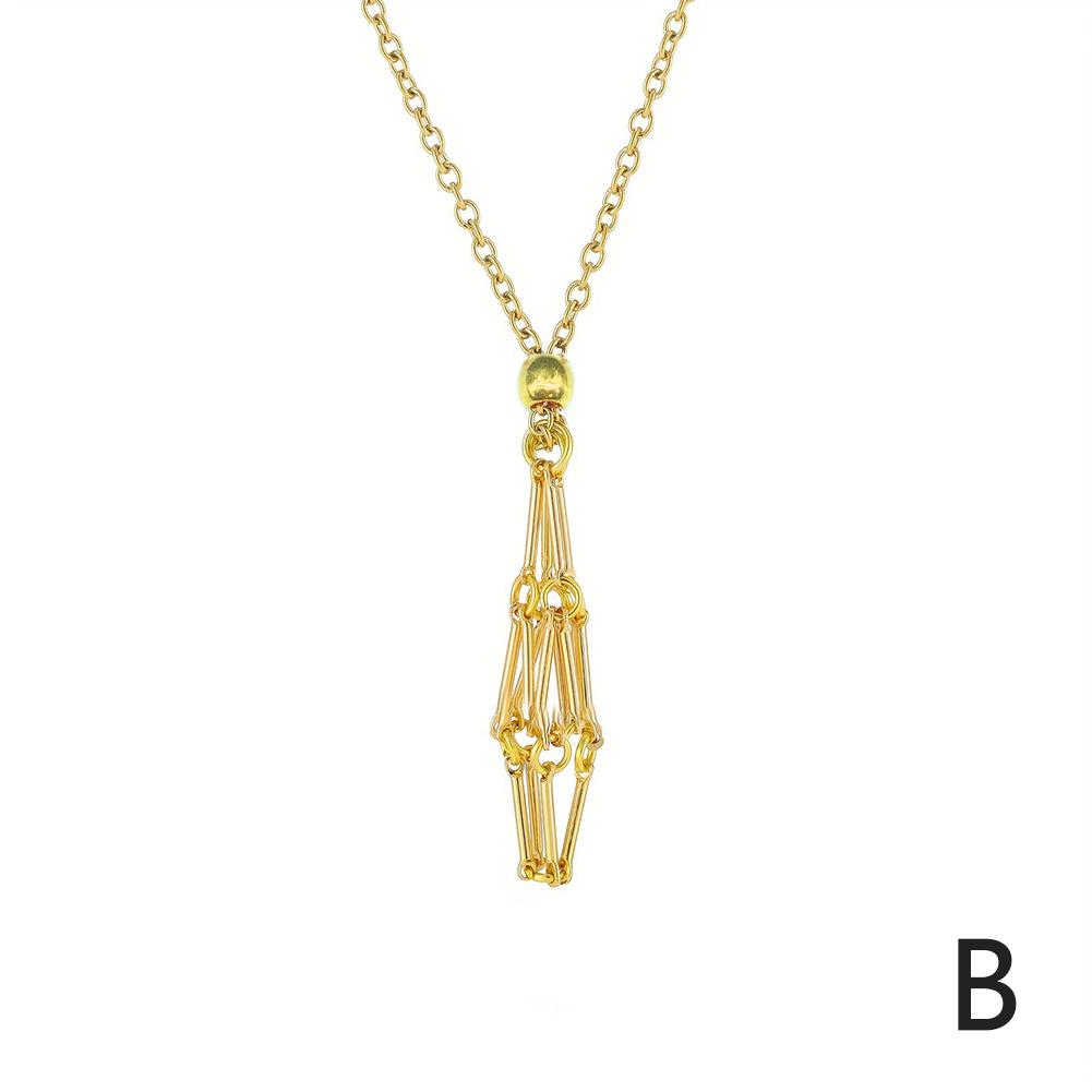 Stainless Steel Crystal Cage Necklace Adjustable Net Chain Stone Collecting Holder Anti-Tarnish Durable Design Easy To Open/Clos