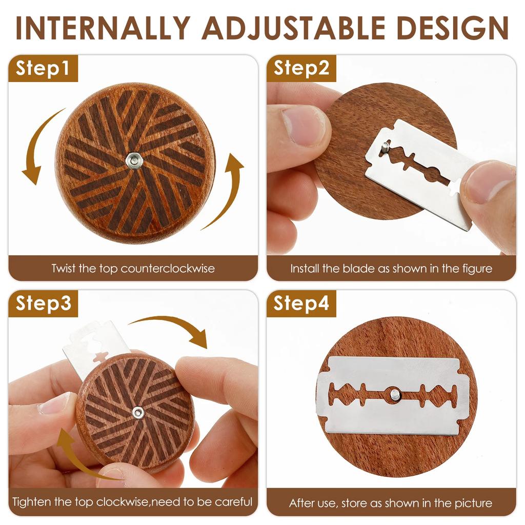 Wood Bread Lame Slashing Tool with 15 Blades and 1 Leather Bag Handmade Dough Scoring Knife Multipurpose Sourdough Scoring Tool