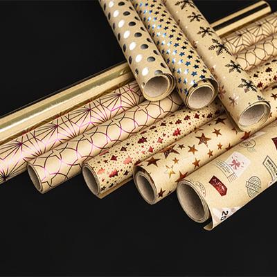 Papier Cadeau de Noël Rétro 50*70cm Papier Kraft Joyeux Noël DIY Papier d'Emballage de Fleurs Décoration Noël Nouvel An