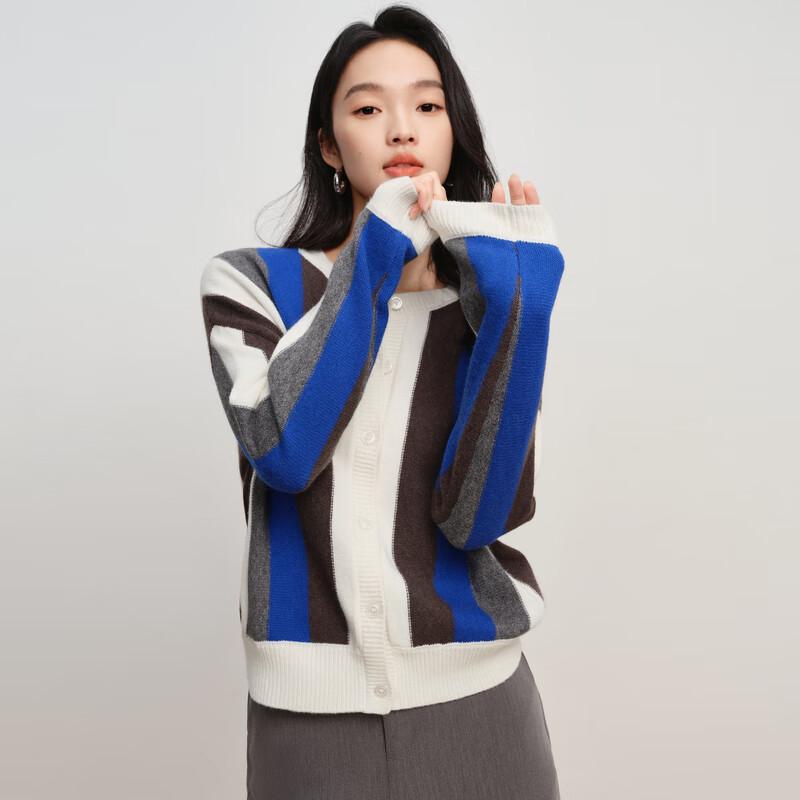 Elva' Island Women's Striped Long Sleeve Knit Cardigan