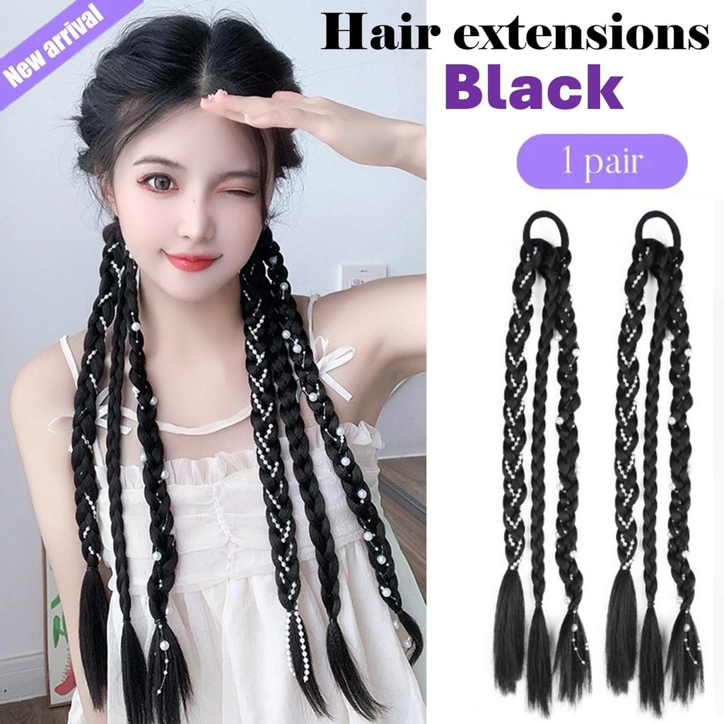 NOELAMOUR Hair Extensions, Wig, Braids, Pigtails, Kids' Hair Extensions (Black)