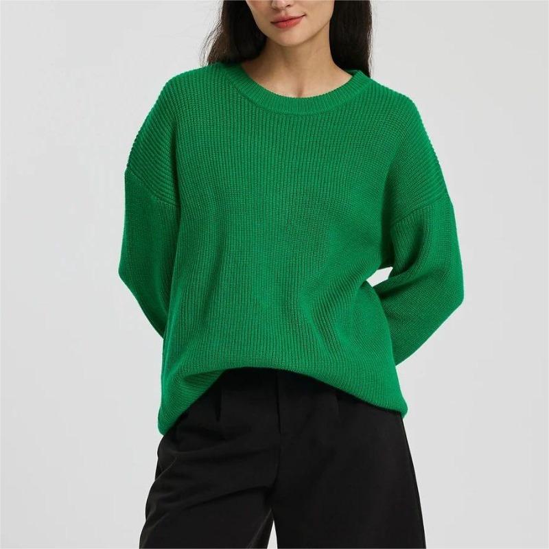 Knitted Sweater Autumn and Winter New Women's Clothing Round Neck Long Sleeve Pullover Loose Lazy Wind Sweater Jacket