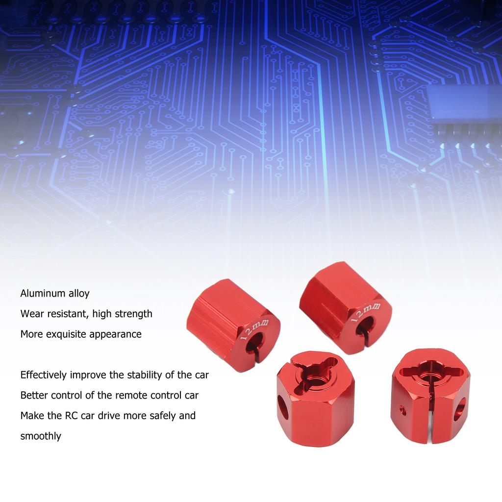 4PCS 12mm Hex Adapter Aluminum Alloy 12mm Wheel Hex Hub Drive Adapters for   SCX10 90046 for D90 1Celsius10 RC Car