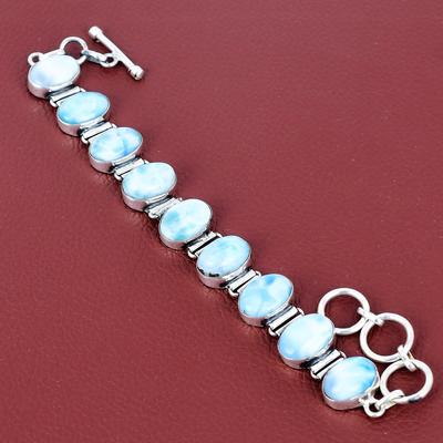 Larimar Armband Edelsteinarmband eleganter Schmuck 925 Sterlingsilber Armband verstellbares Kettenarmband handgefertigtes Armband Verlobungsgeschenke