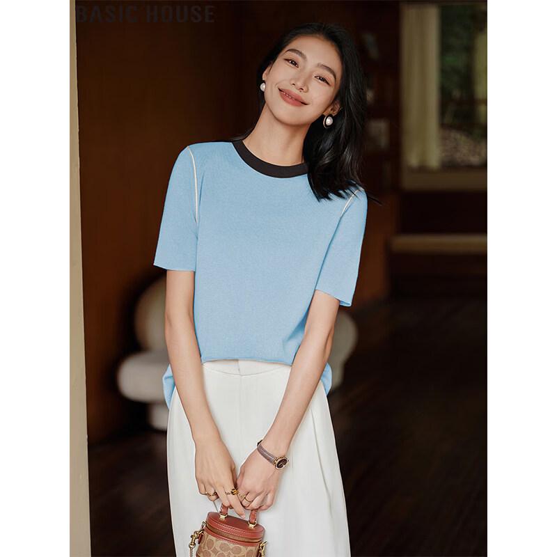 

Basic House Women s Ice Silk Round Neck T-Shirt L