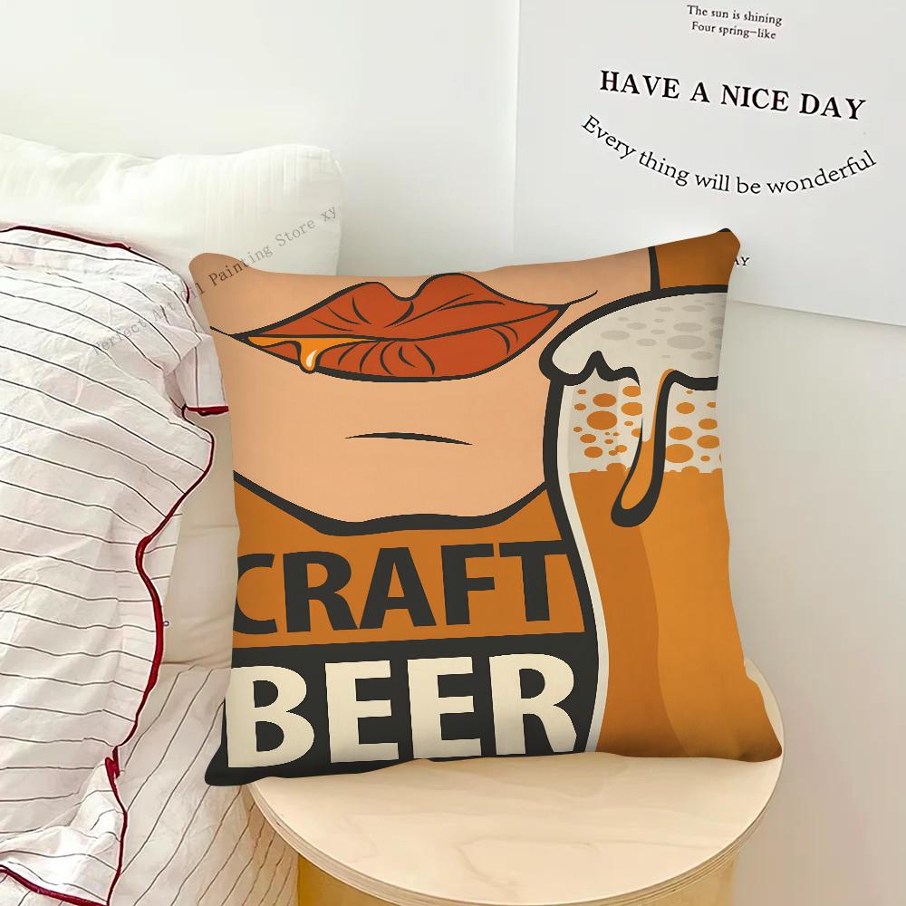 Beer Cigarette Coffee Pillow Case Square Pillow Bedroom Sofa Leisure Comfort Cushion Car Living Room Home Decoration