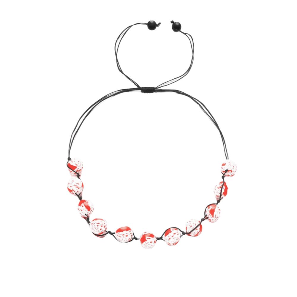 Black Rope Blood Beads Collarbone Chain Tassel Halloween Jewelry Halloween Necklace  Cosplay