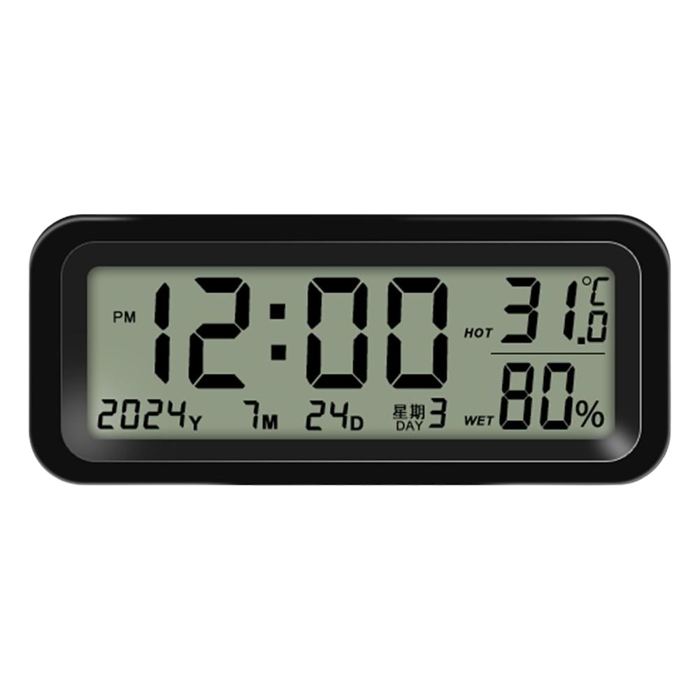 Night Light LCD Digital Car Clock Solar Power Temperature Clock Automobiles Accessories Dashboard Gauge Humidity Car Intern U3Q6