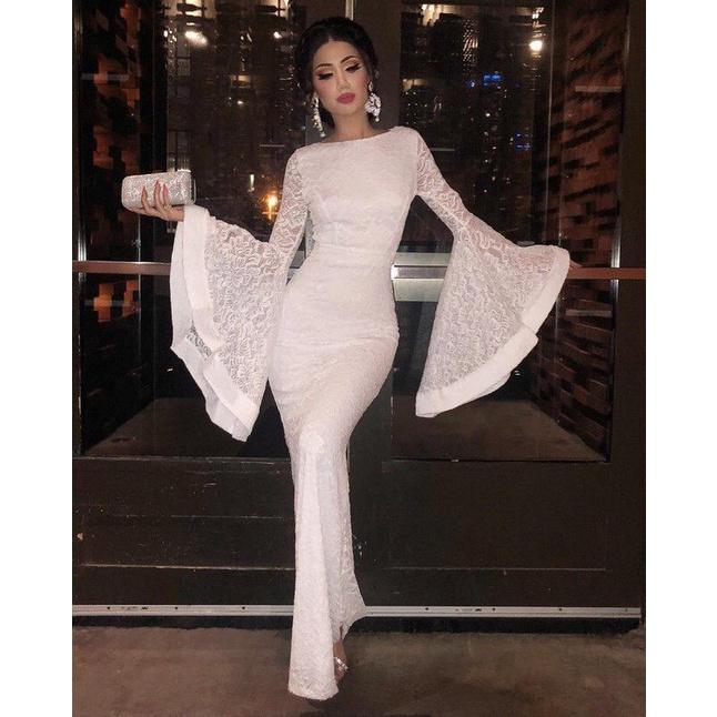 

Женщины Элегантный O Вырез Длинные рукава Кружевная Рюша Свадебное Макси Длинное Платье Ведущий Свадебная Невеста Подружки Невесты Праздничные платья