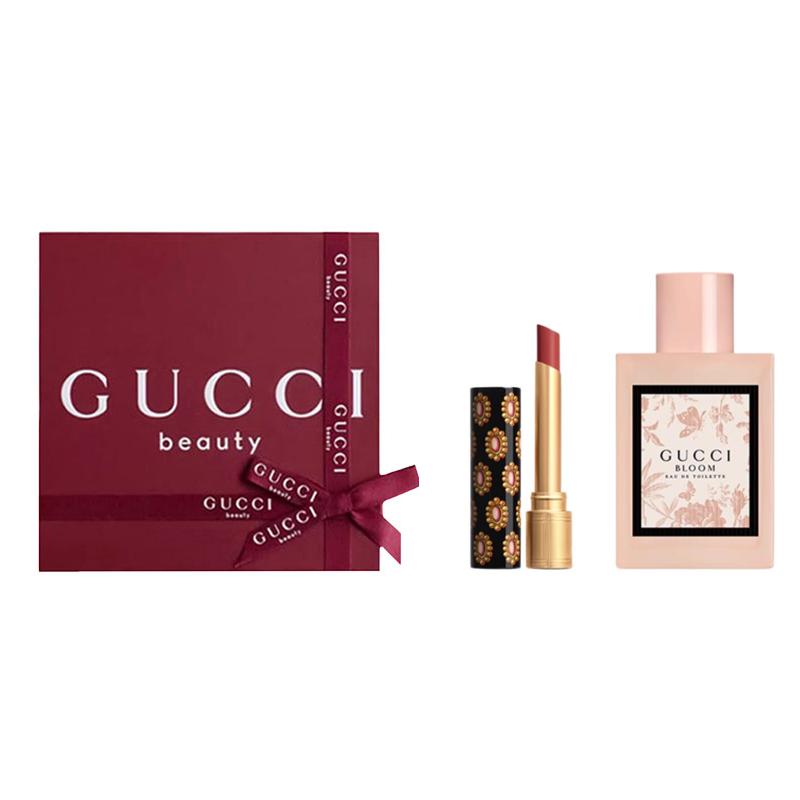 Набор парфюма Gucci Huayue Женская туалетная вода Золотой тюбик Цвет Бархатный туман Набор из двух предметов: Huayue Lady Туалетная вода 50 мл + Помадка для губ #217 золотой
