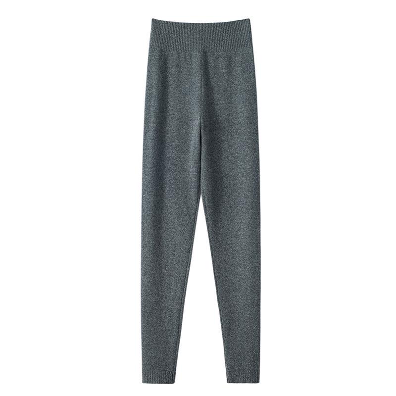 

100% Pure Cashmere High-Waisted Slimming Leggings for Women - Ideal for Indoor/Outdoor Wear in Autumn/Winter, Warm & Body-Shaping Pants Large темно-сірий колір