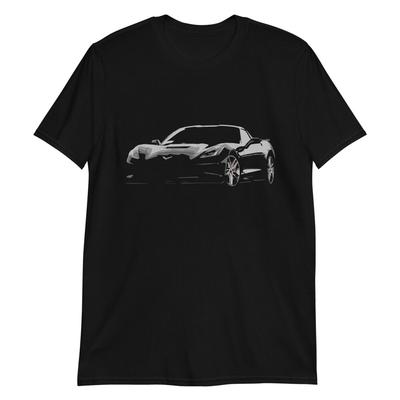 Vette C7 Czarna Sylwetka Prezent dla Właściciela Vette Koszulka Unisex z Krótkim Rękawem