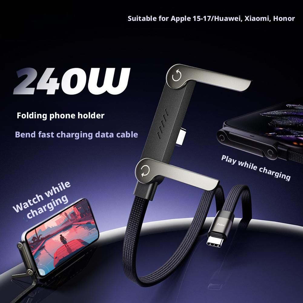 Charging Cable with Integrated Stand Invisible Holder Charger For Apple iPhone 15-17 Series For Huawei For Xiaomi Phone Stand