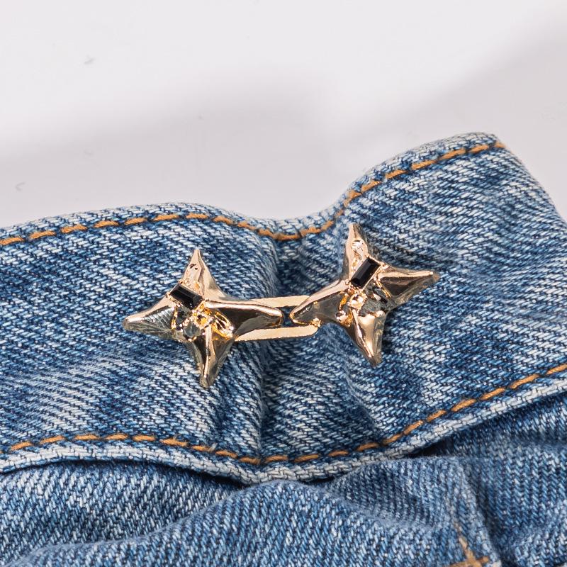 Four-Pointed Star Adjustable Cinch Buckle for Jeans - No-Punch Waist Reduction Button