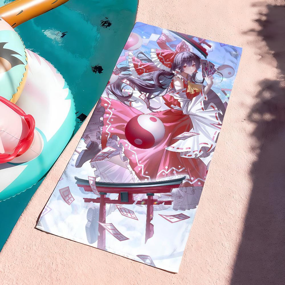 Game Reimu Hakurei T-Touhou P-Projects Towel Sports Quick Dry Travel Camping Gear Sandproof Soft Light Large Beach Towel