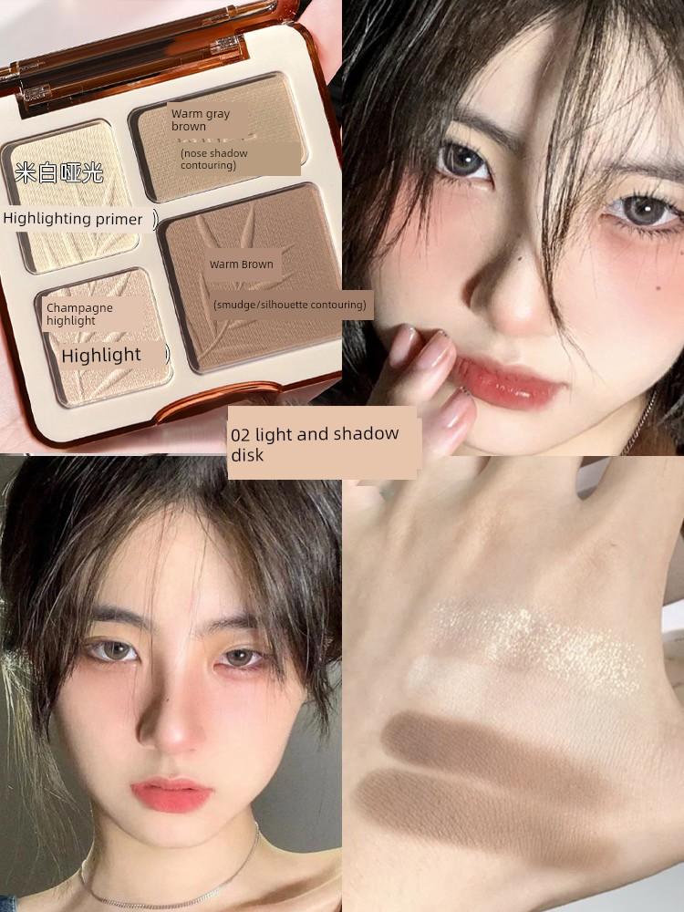 Nana's Same Style Four-Color Highlighter and Contouring All-In-One Palette Matte Brightening Facial Contouring Nose Shadow Blush Comprehensive Palette