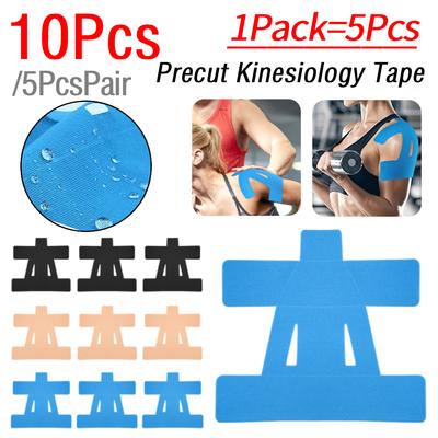 5/10Pcs Elastic Athletic Tape with Micropores Shoulder Tape Precut Kinesiology TapeHypoallergenic Tape for Muscle Relief
