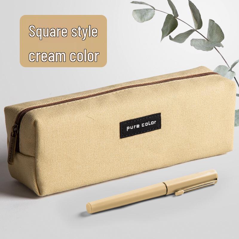 Large Capacity Canvas Pencil Case for Students: Simple, Cute Stationery Box for Boys and Girls