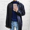 Męska koszula-kurtka w koreańskim stylu ze skóry PU - Modna, Wszechstronna, Długi rękaw, Luźny krój na jesień