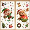 No Glue Window Decorations 2PCS Christmas Static Sticker, Cute Cartoon Elves And Bears Home Commercial Decor Print, PVC Glass Stickers for Holiday