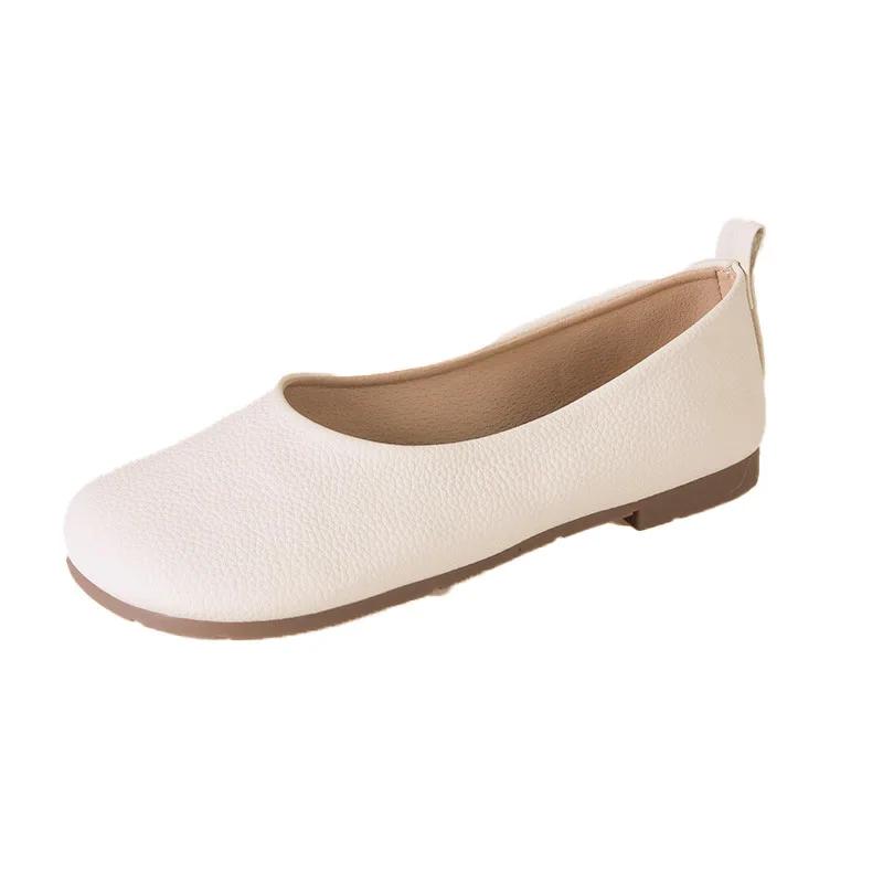 Módní Dámské Slip on Kožené mokasíny Jaro Podzim Módní Baletní Boty Dámské Ležérní Obuv s kulatou špičkou Roztomilé Ploché Nurse Boty Tenisky