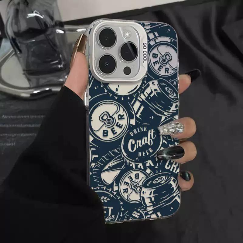 

Vintage Craft Beer Bottle Cap Matte Phone Case, Retro Cool Men Aesthetic Shockproof Protective Cover for iPhone XIAOMI 17 Ultra різнокольоровий